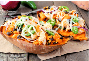 BAKED SWEET POTATOES WITH BLACK BEAN