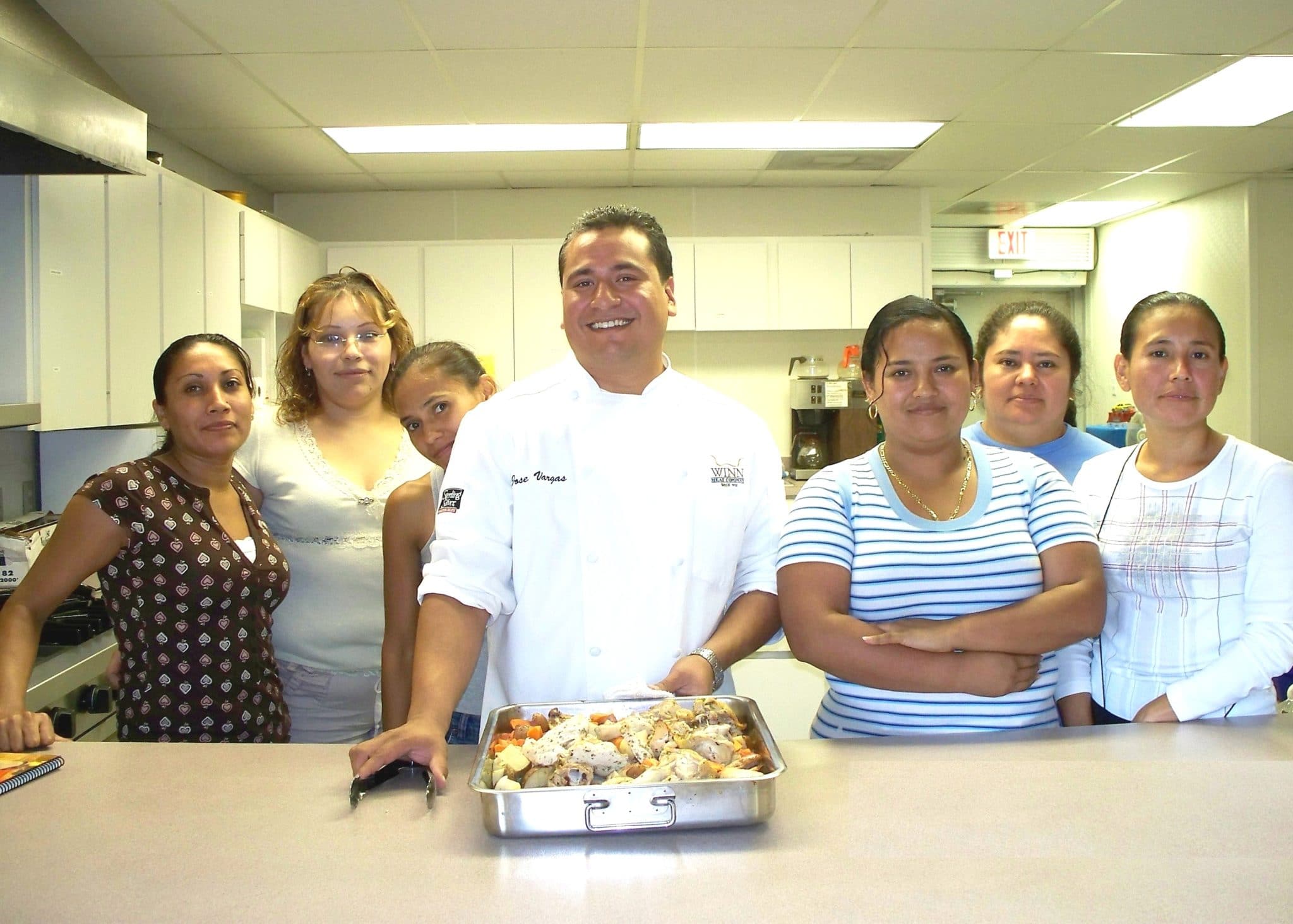 A chef and students in a North Texas Food Bank Cooking Matters class