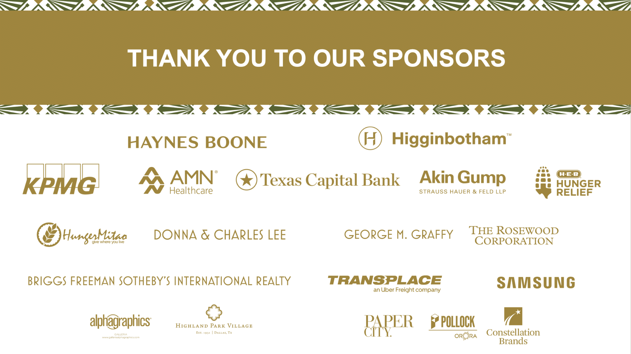 Graphic that reads Thank You to Our Sponsors followed by the names and logos of the Harvest 2022 sponsors