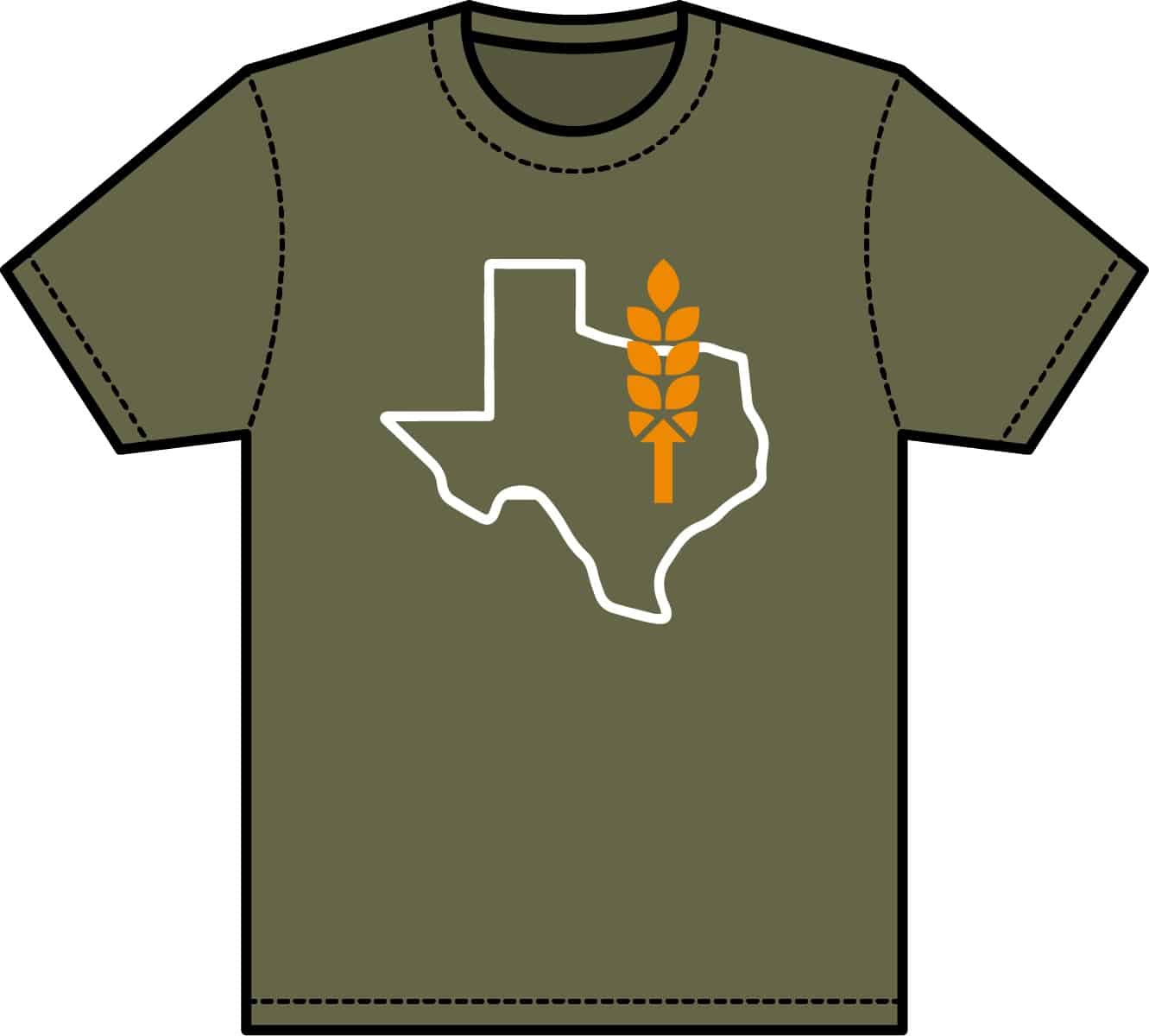 TX Outline with Wheat T-Shirt Front