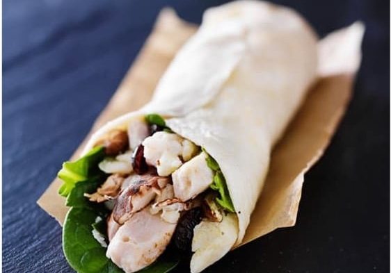 Chicken Raisin Pecan Salad Wraps