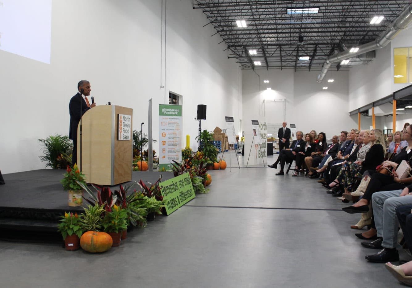 Anurag Jain speaking at the North Texas Food Bank's Perot Family Campus Grand Opening