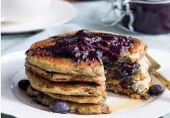 Oatmeal And Wheat Flour Blueberry Pancakes