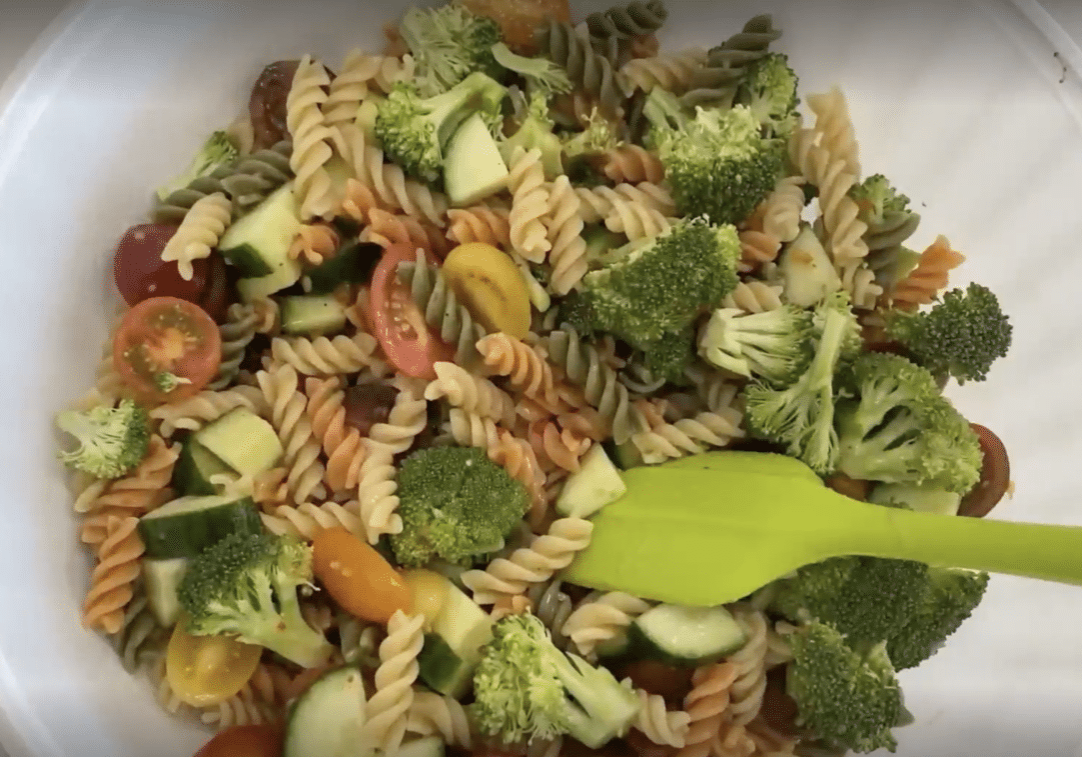 Tricolor vegan pasta salad